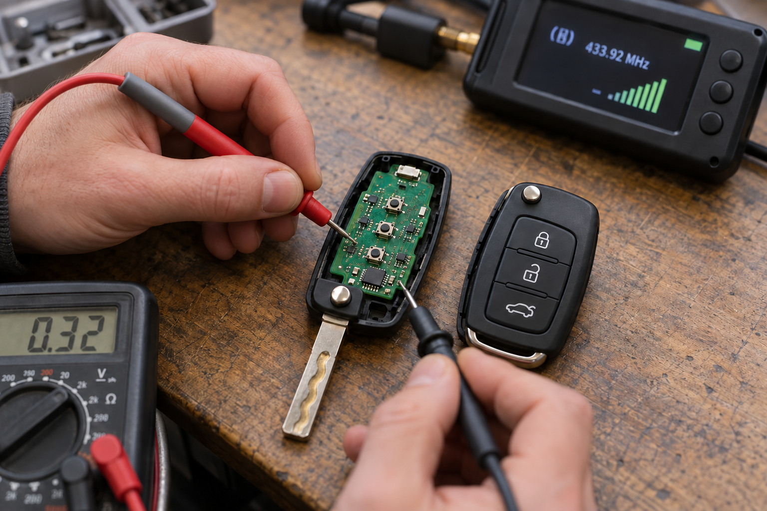Automobilio rakto elektronikos diagnostika ir remontas
